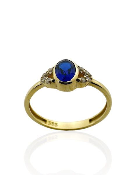 Oval Safir Taş Üst Kalite Özel Tasarım Altın Yüzük