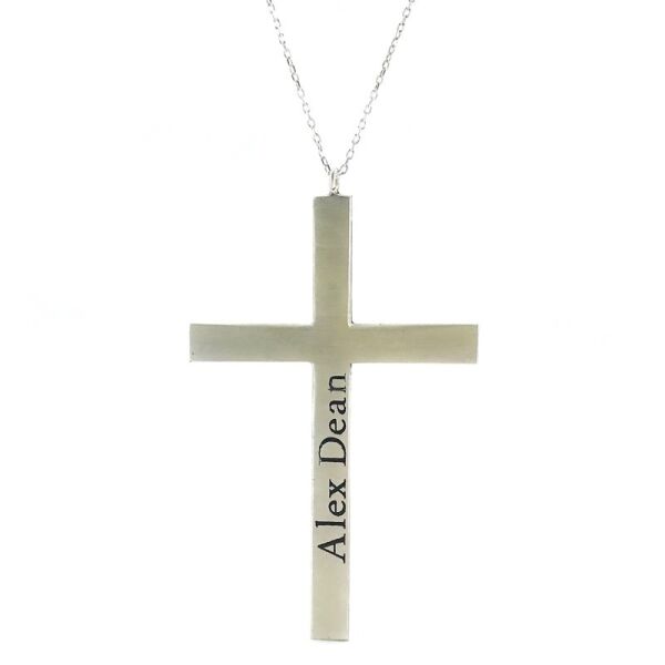 HAÇ CROSS İSİM YAZILIR TASARIM GÜMÜŞ KOLYE