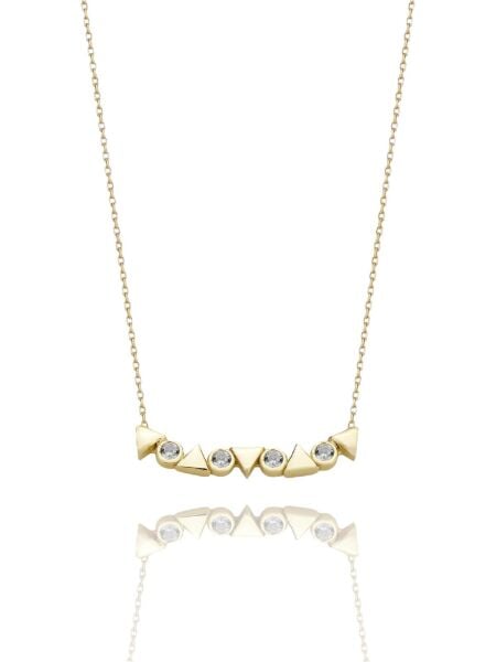 Beş Üçgen Tek Taş Aile Kolyesi 14 Ayar Altın Kolye