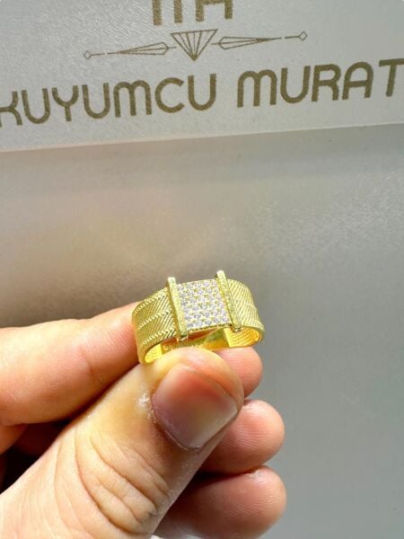 Trabzon Hasır Taşlı 14 Ayar Altın Yüzük