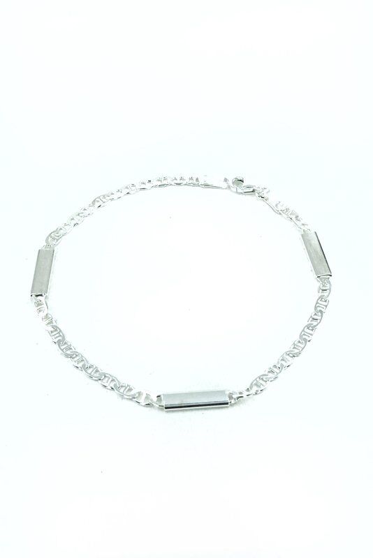 Sade Spor Taşsız Plakalı Klasik 925 Gümüş Bileklik