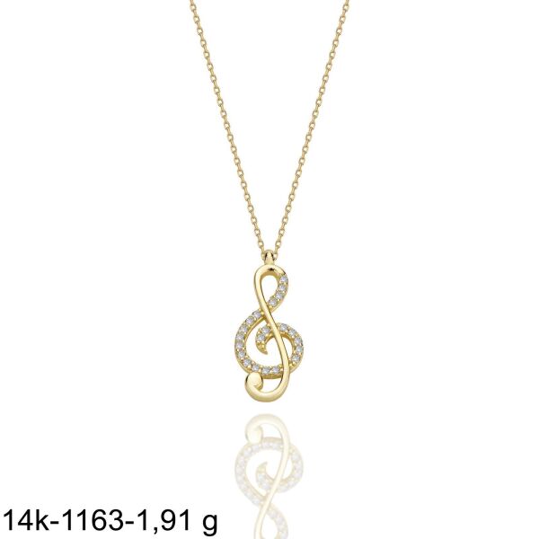 Sol Anahtarı Çok Şık 14 Ayar Altın Kolye