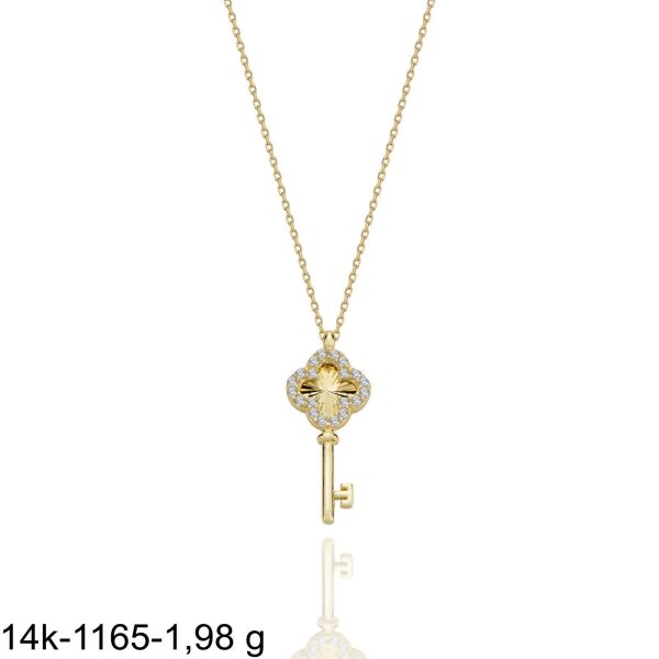 Minik Anahtar Çok Şık 14 Ayar Altın Kolye