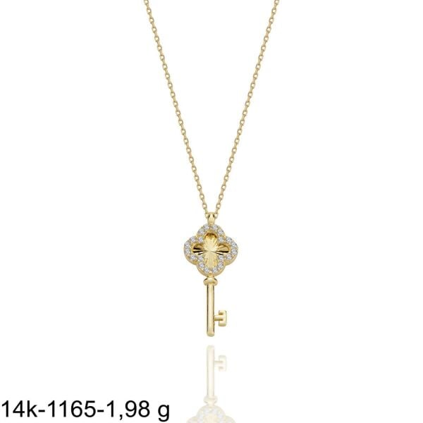 Minik Anahtar Çok Şık 14 Ayar Altın Kolye