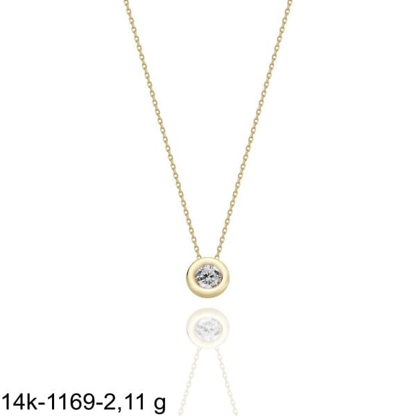 Tektaş Sıvama Pırlanta Model 14 Ayar Altın Kolye