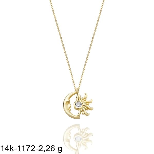 Ay Güneş Soy Luna Kolyesi Özel Tasarım 14 Ayar Altın Kolye