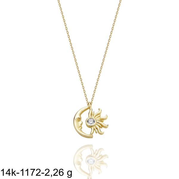 Ay Güneş Soy Luna Kolyesi Özel Tasarım 14 Ayar Altın Kolye