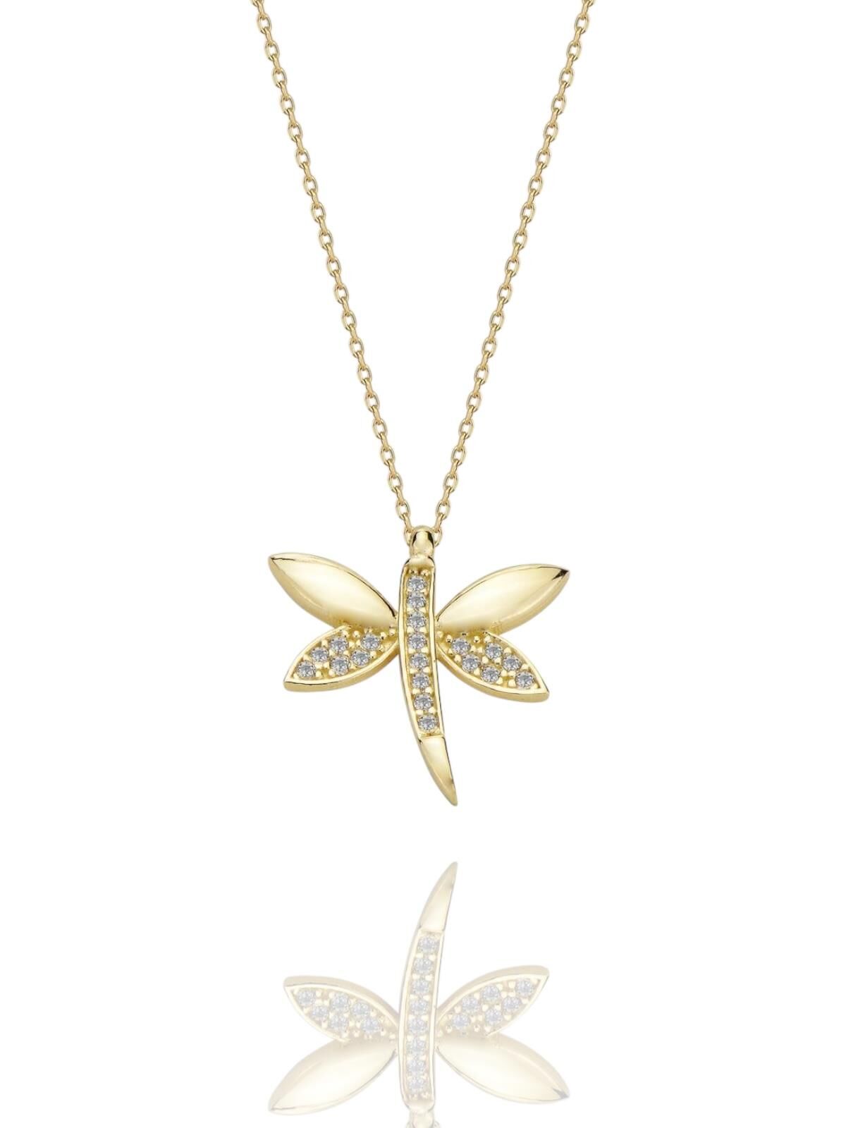 Yusufçuk Taşlı Günlük Çok Şık 14 Ayar Altın Kolye