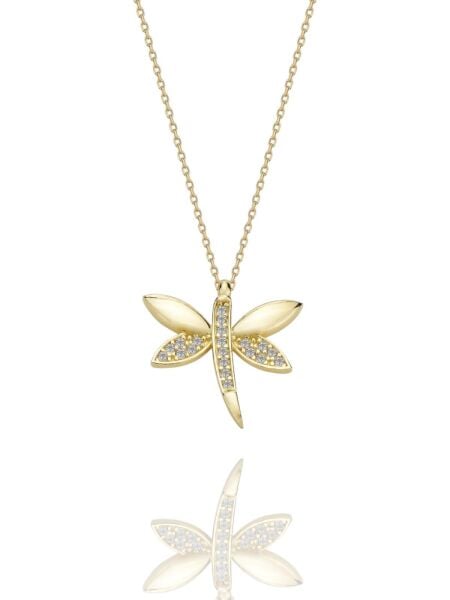 Yusufçuk Taşlı Günlük Çok Şık 14 Ayar Altın Kolye