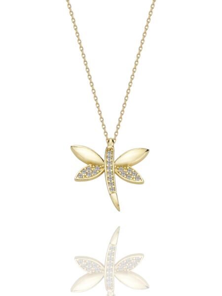 Yusufçuk Taşlı Günlük Çok Şık 14 Ayar Altın Kolye