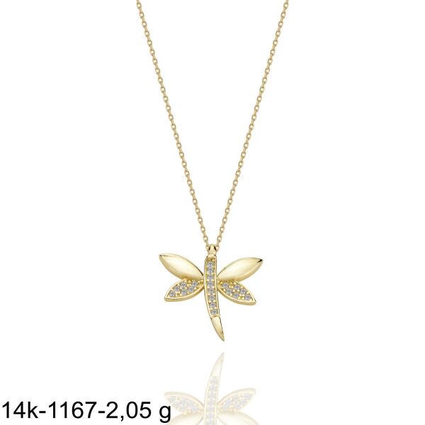 Yusufçuk Taşlı Günlük Çok Şık 14 Ayar Altın Kolye