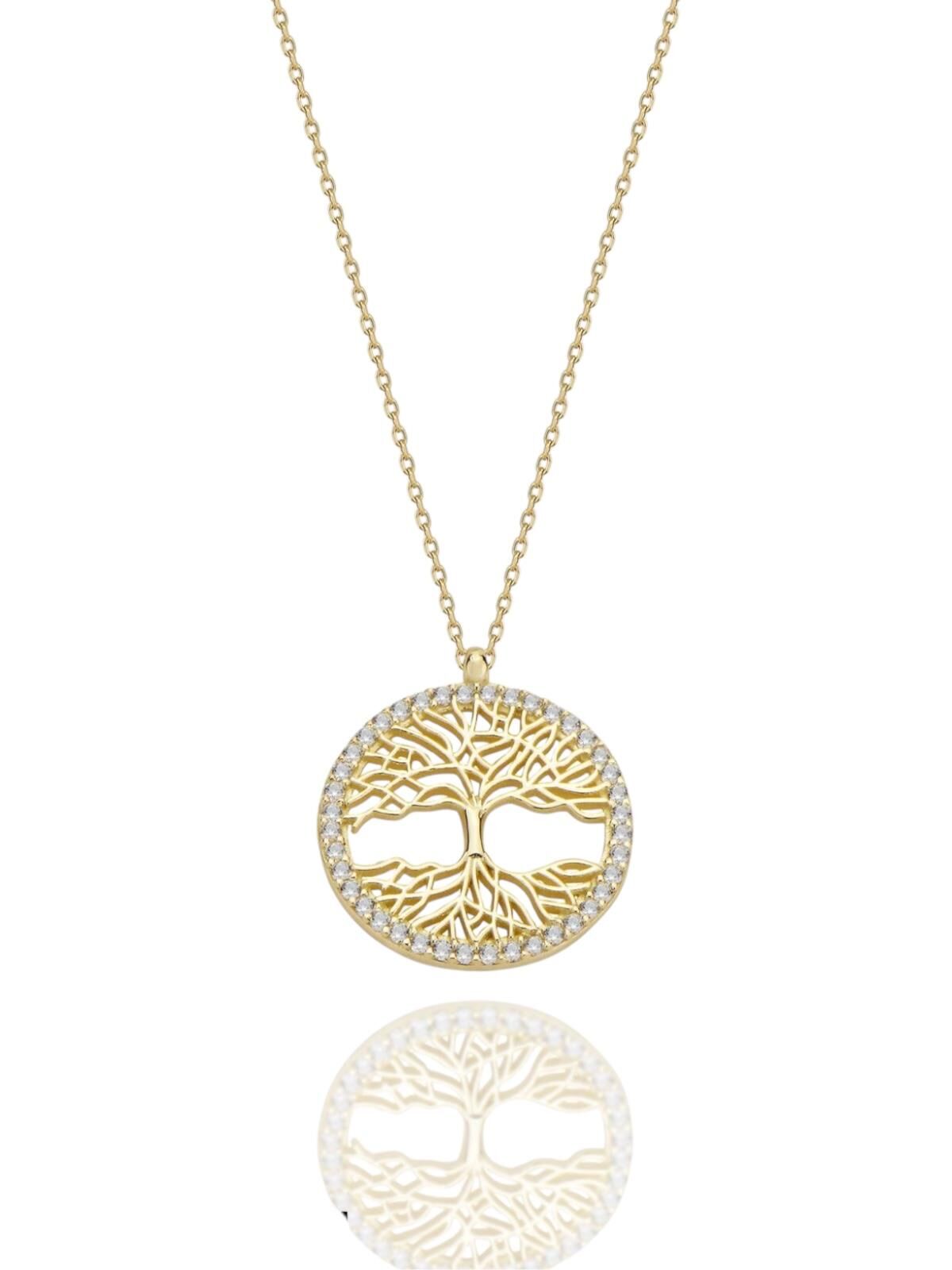 Ağaç Özel Tasaım Günlük Çok Şık 14 Ayar Altın Kolye