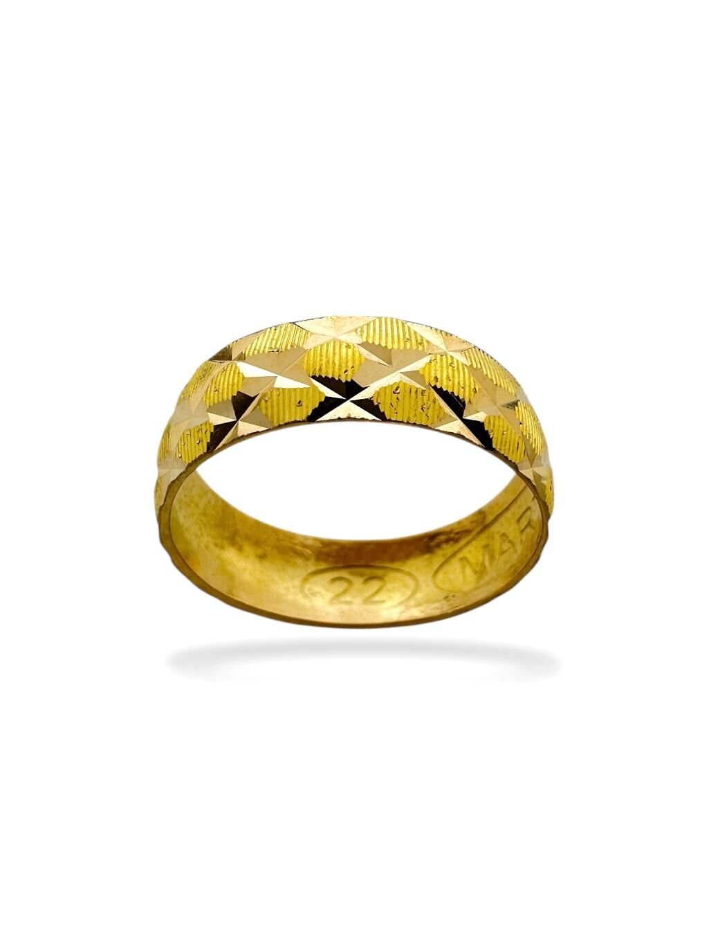 22 Ayar Altın 6 mm Hareli Bombe Çok Şık Alyans Yüzük