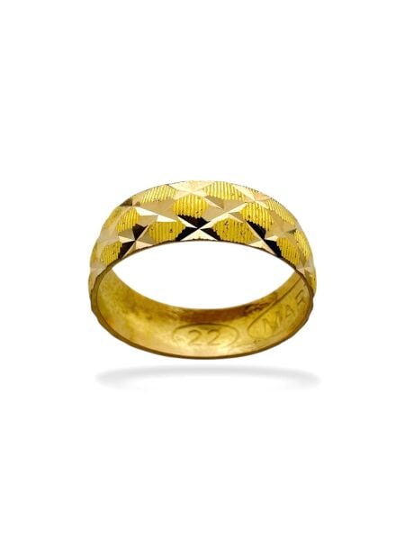 22 Ayar Altın 6 mm Hareli Bombe Çok Şık Alyans Yüzük