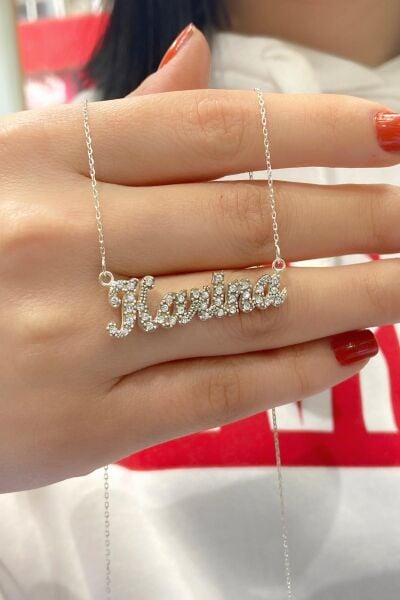 925 Gümüş Full Taşlı İsim Kolye