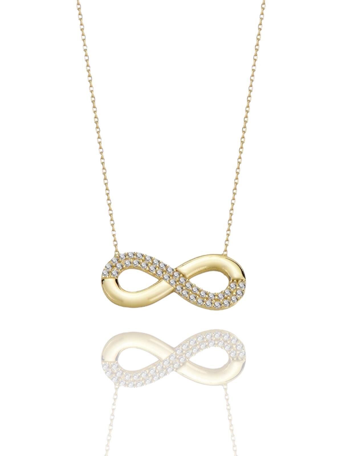 Sonsuzluk Taşlı  Çok Şık 14 Ayar Altın Kolye