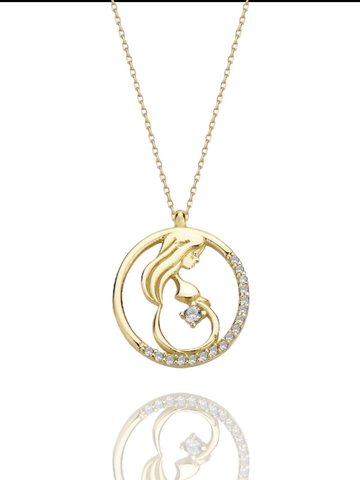 Yenidoğan Bebek Hamile Anne 14 Ayar Altın Kolye