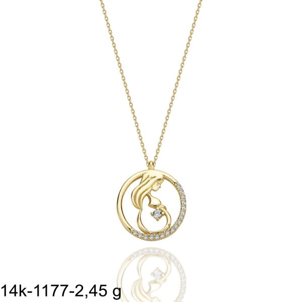 Yenidoğan Bebek Hamile Anne 14 Ayar Altın Kolye