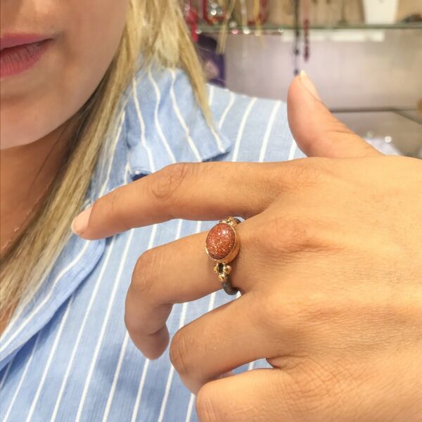 El Üretim Doğal Yıldız Taş Otantik Gümüş Yüzük