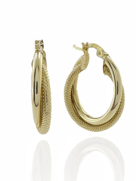 İkili Sarmaşık Düz Taşsız 14 Ayar Altın Halka Küpe Harika