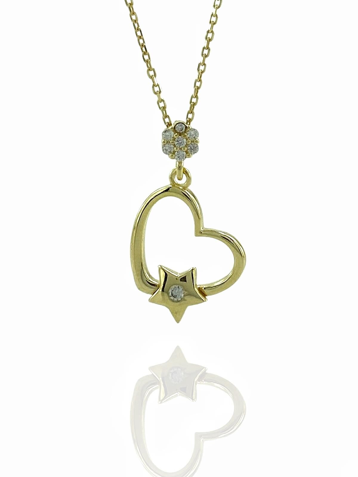 8 Ayar Altın Kalp İçinde Yıldız Kolye 1,90 gr