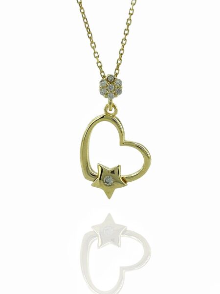 8 Ayar Altın Kalp İçinde Yıldız Kolye 1,90 gr