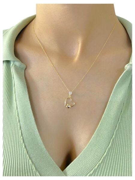 8 Ayar Altın Kalp İçinde Yıldız Kolye 1,90 gr