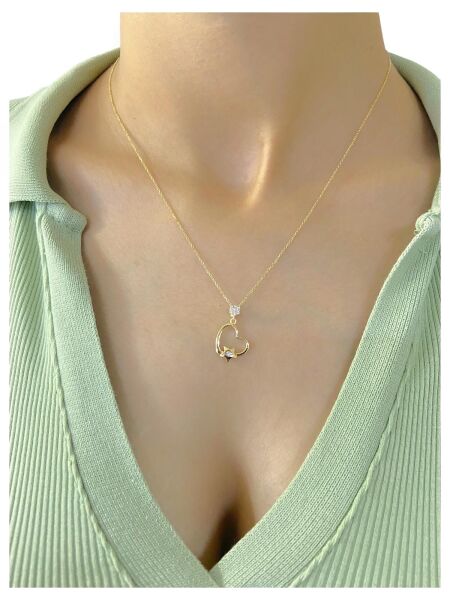 8 Ayar Altın Kalp İçinde Yıldız Kolye 1,90 gr