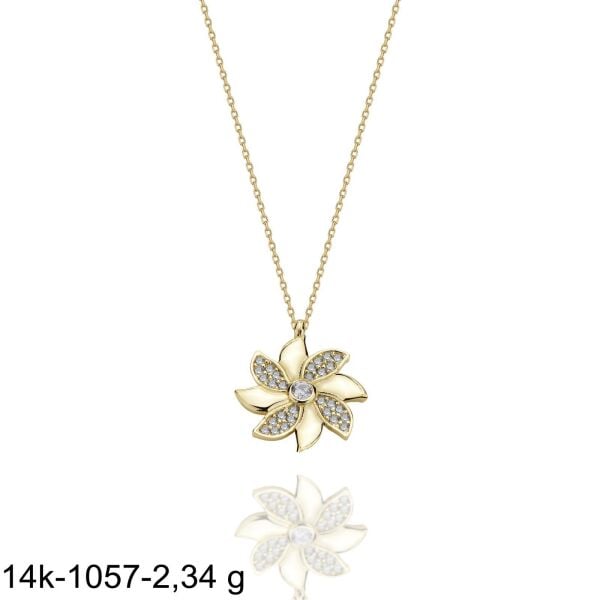 Lilyum Çiçeği Neşesi Çok Güzel 14 Ayar Altın Kolye