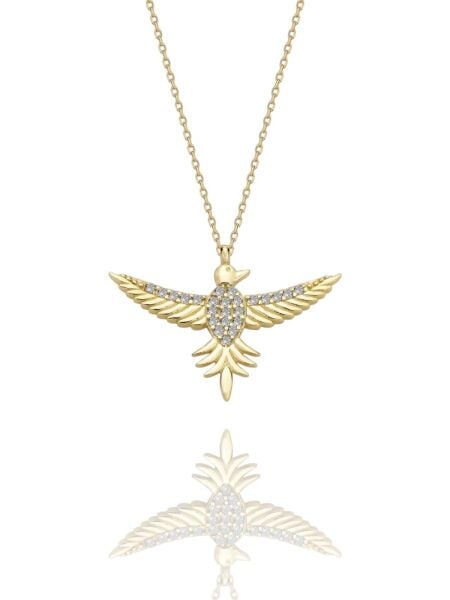 Anka Kuşu Çok Şık 14 Ayar Altın Kolye