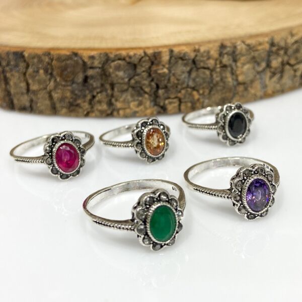 Minik Siyah Taşlı Markazit Otantik 925 Gümüş Yüzük