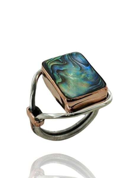 Doğal Okyanus Sedefi Özel El Üretimi 925 Gümüş Yüzük