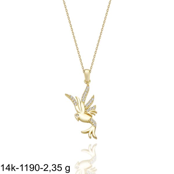 Simurg Kuşu Özel Tasarım Çok Şık 14 Ayar Altın Kolye