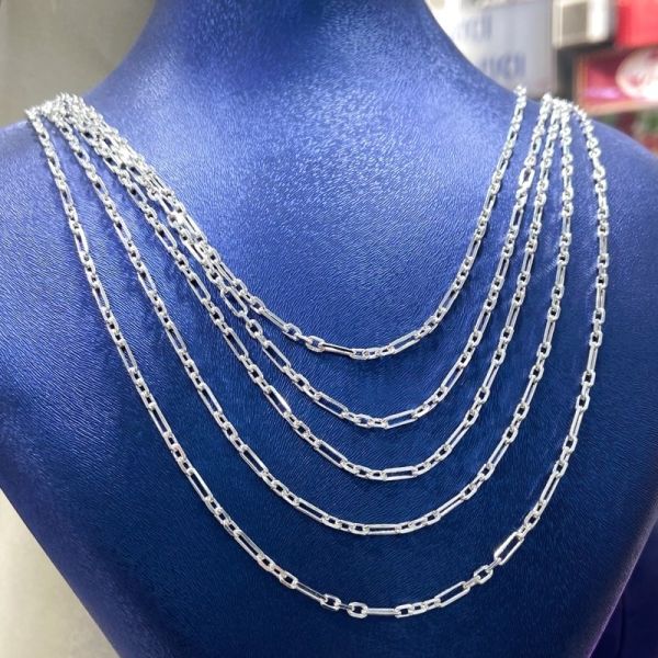 Rustik Köşeli Yeni Modeli 60 cm Gümüş Erkek Zinciri Kolye
