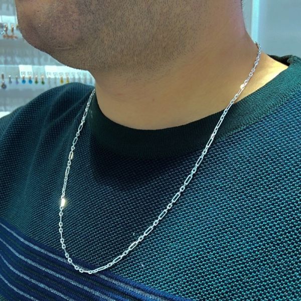 Rustik Köşeli Yeni Modeli 60 cm Gümüş Erkek Zinciri Kolye