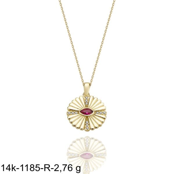 Çarkıfelek Özel Tasarım Çok Şık 14 Ayar Altın Kolye