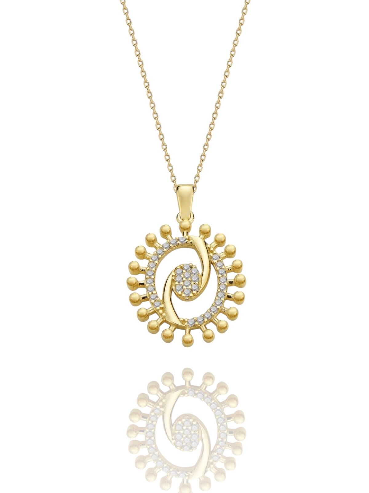 Ying Yang Özel Tasarım Çok Şık 14 Ayar Altın Kolye