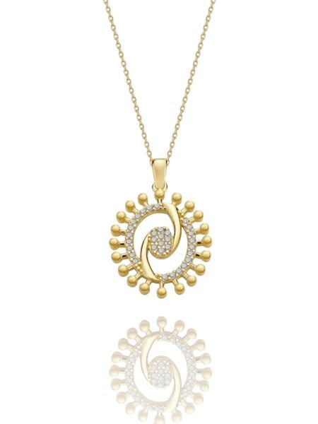 Ying Yang Özel Tasarım Çok Şık 14 Ayar Altın Kolye