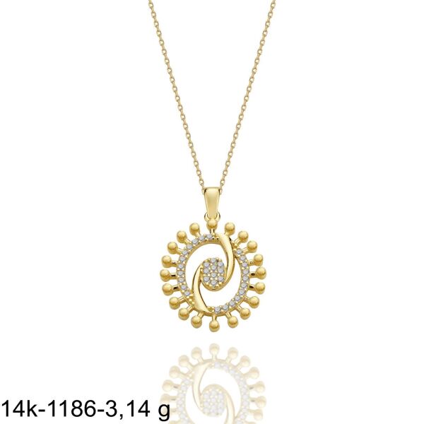 Ying Yang Özel Tasarım Çok Şık 14 Ayar Altın Kolye