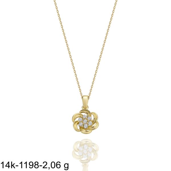 Minik Çiçek Özel Tasarım Çok Şık 14 Ayar Altın Kolye