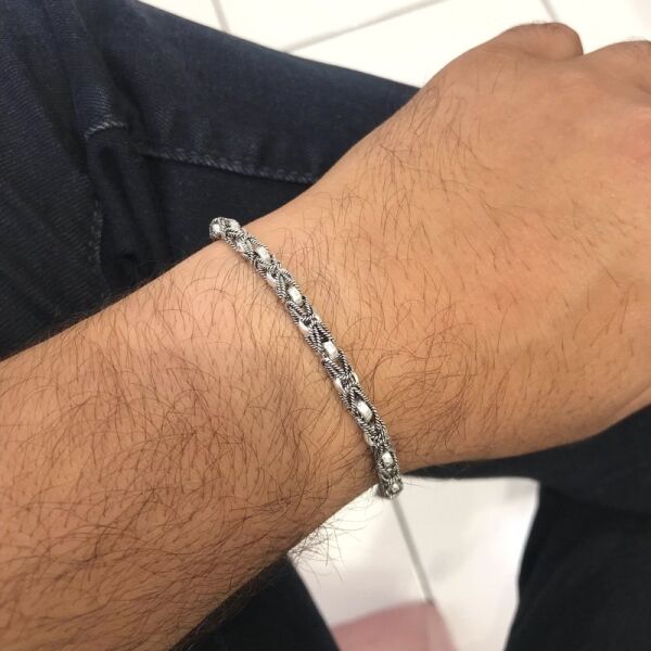 Özel Tasarım El İşçiliği Kral Zinciri Gümüş Bileklik