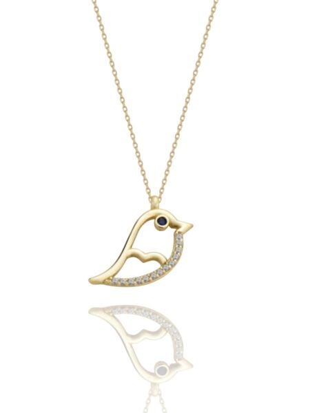 Minik Serçe Özel Tasarım Çok Şık 14 Ayar Altın Kolye