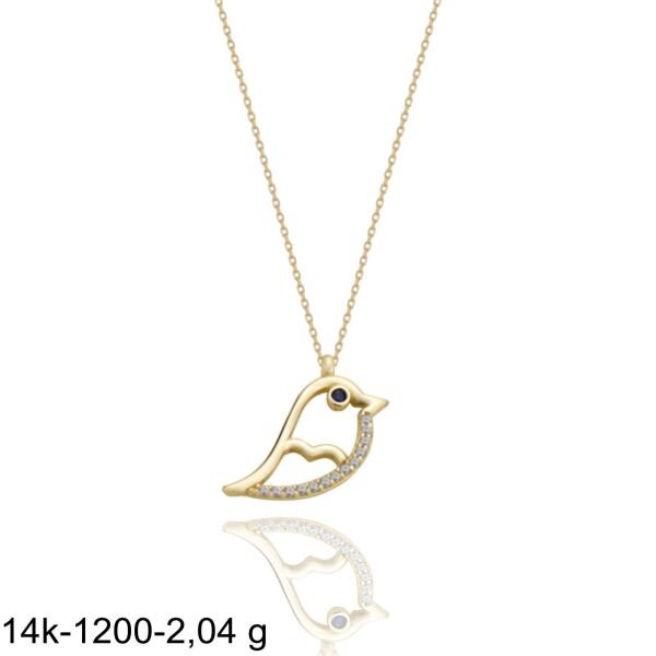 Minik Serçe Özel Tasarım Çok Şık 14 Ayar Altın Kolye