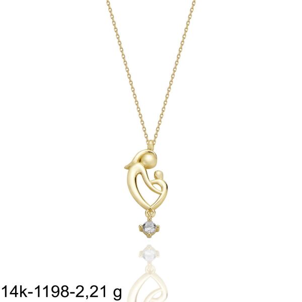 Yenidoğan Bebek ve Anne Harika Tasarım Çok Şık 14 Ayar Altın Kolye