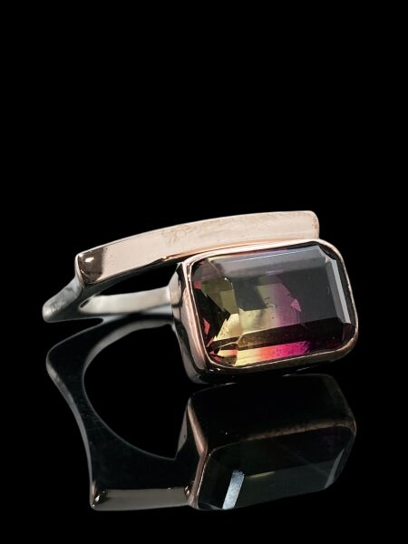 Baget Turmalin Taşlı Özel Tasarım Otantik  925 Gümüş Yüzük