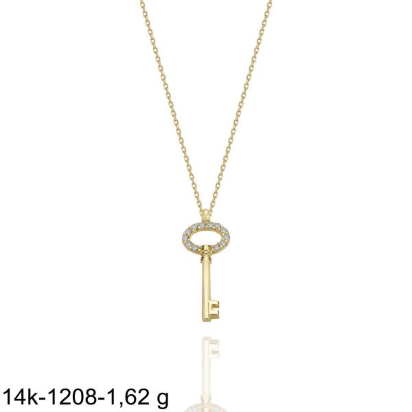 Anahtar Günlük Kullanım Çok Şık 14 Ayar Altın Kolye