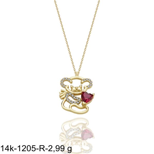 Kalpli Ayı Özel Tasarım Çok Şık 14 Ayar Altın Kolye