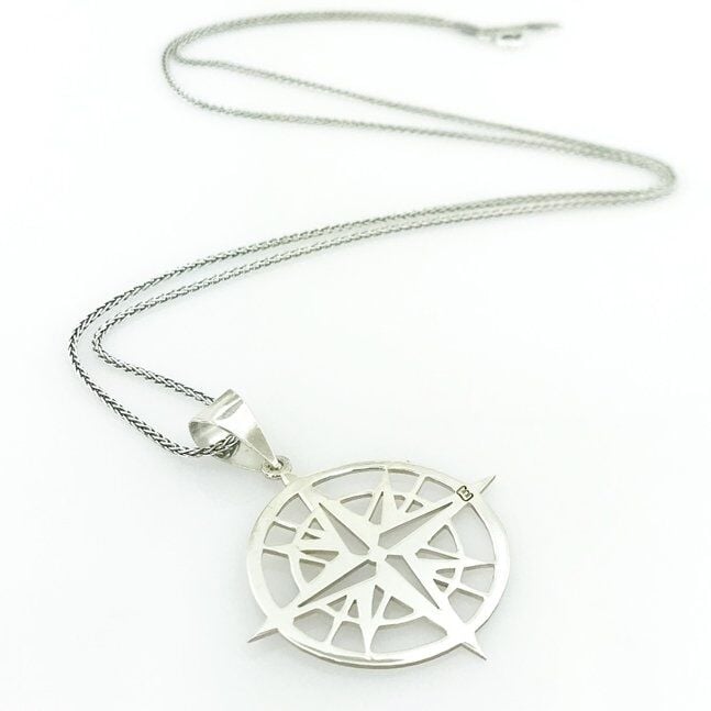 Özel Tasarım Pusula Harfli Gümüş Kolye