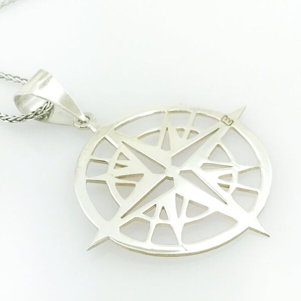 Özel Tasarım Pusula Harfli Gümüş Kolye