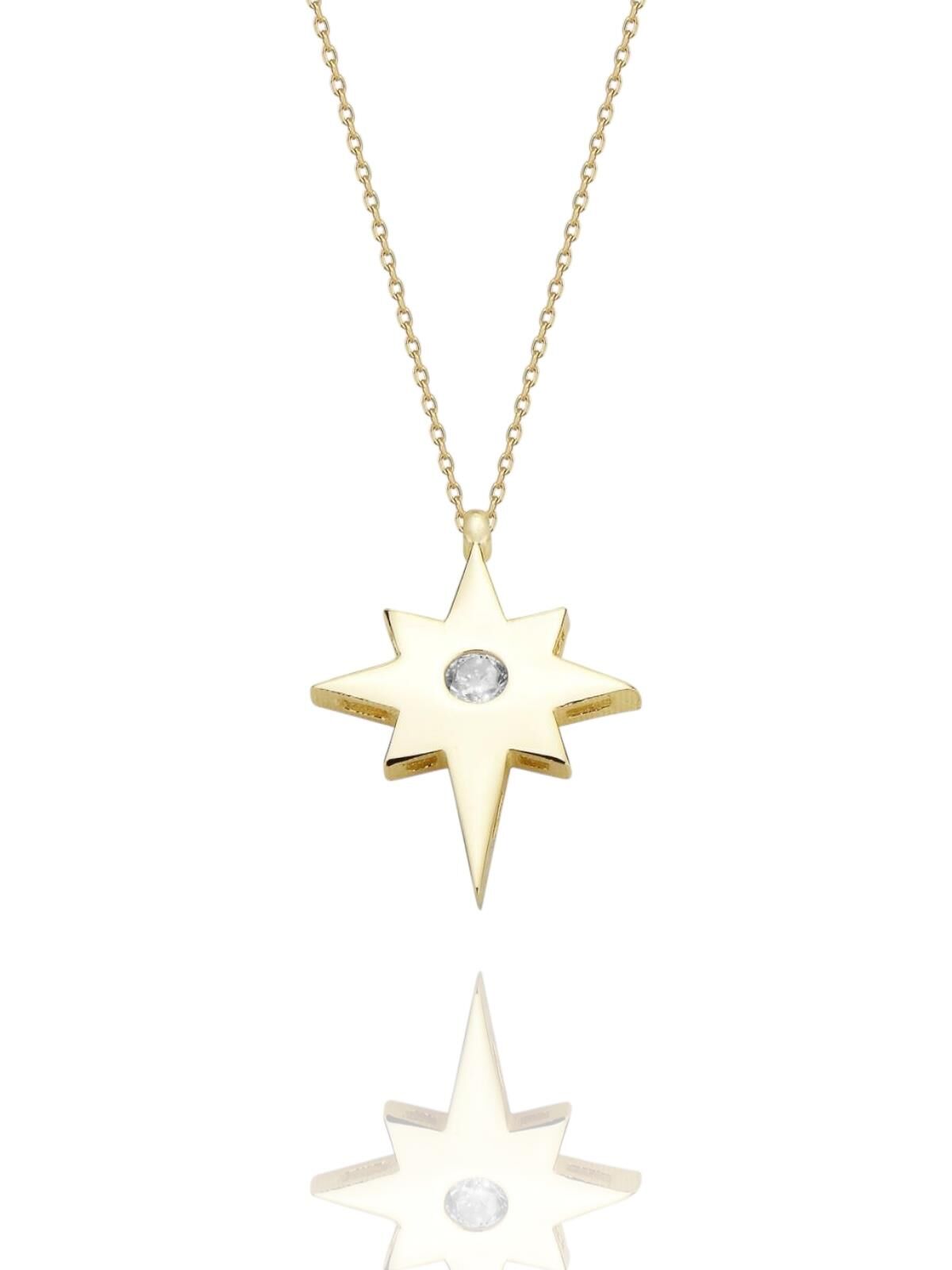 Kutup Yıldızı  Çok Şık 14 Ayar Altın Kolye
